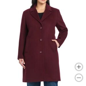 Vince Camuto Women's Wool Blend Coat - Wine - Burgundy
